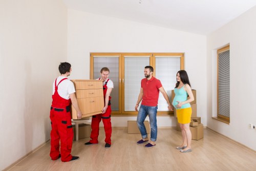 Furniture and boxes loaded into a moving van for an Ilford job