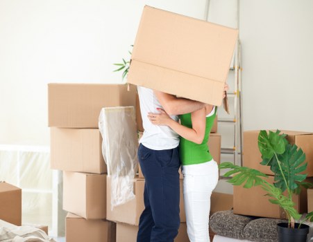 Careful loading of furniture and appliances into a moving van